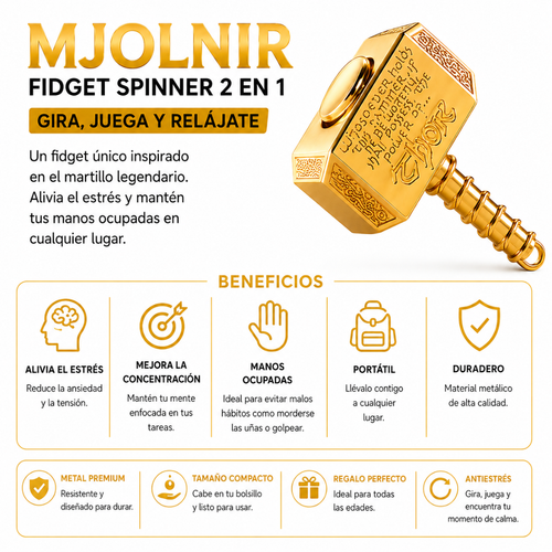 Thunder Spin Fidget Spinner Martillo Nórdico 2 en 1